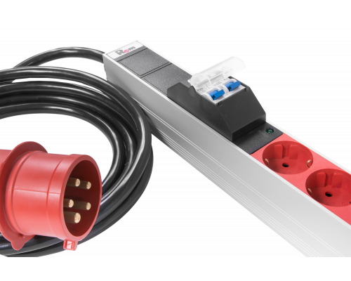 Верт блок розеток Rem-3x16, 3 фазы 16A, инд, 24 S, 1420 мм, вх IEC 309, шнур 3 м