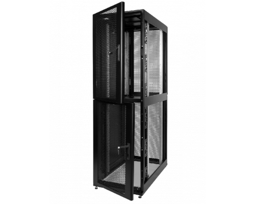 Шкаф серверный ПРОФ напольный колокейшн 46U (600 × 1200) 2 секции, дверь перф. 2 шт., чёрный,в сборе
