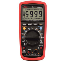 Мультиметр RGK, (DM-30 + поверка), электрический, с дисплеем, питание: батарейки, корпус: пластик, с датчиком температуры, (779654)