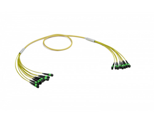 Комм. шнур оптический Eurolan, MTP/MTP, OS2 9/125, LSZH (нг(A)-HF), 100м, Ø 6,4мм, зелёный хвостовик, цвет: жёлтый