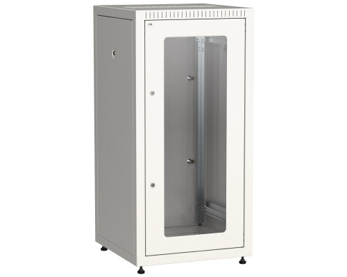 Шкаф телекоммуникационный напольный ITK LINEA E, IP20, 18U, 932х600х600 мм (ВхШхГ), дверь: стекло, боковая панель: сплошная съемная, разборный, цвет: