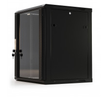 Шкаф телекоммуникационный настенный Hyperline TWB-FC, 19&quot;, 18U, 908х600х600 мм (ВхШхГ), дверь: стекло, разборный, цвет: чёрный