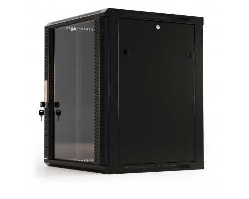 Шкаф телекоммуникационный настенный Hyperline TWB-FC, 19&quot;, 18U, 908х600х600 мм (ВхШхГ), дверь: стекло, разборный, цвет: чёрный