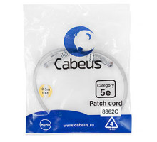 Патч-корд Cabeus PC-UTP-RJ45-Cat.5e-0.5m-LSZH Кат.5е 0.5 м серый