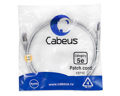 Патч-корд Cabeus PC-FTP-RJ45-Cat.5e-1.5m Кат.5е 1.5 м серый