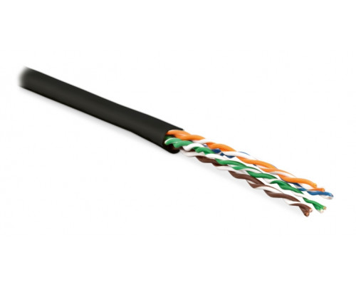 Кабель витая пара Hyperline, LSZH (нг(A)-HF), U/UTP, кат. 6, проводник Ø 0,61мм, 100м, бухта, тип прокладки: внутри зданий, цвет: чёрный