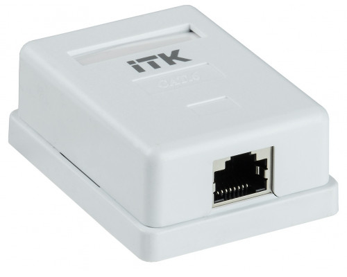 Розетка в сборе ITK, 1x RJ45(8P8C), кат. 6, экр., для настенного монтажа, упаковка: 1 шт, цвет: белый, (CS2-1C06F-12)