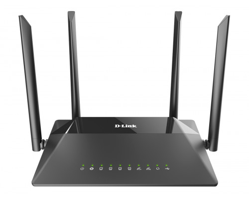 Маршрутизатор D-Link, портов: 5, LAN: 4, WAN: 1, скорость мб/с: 1 300, антенн: 4, USB: Да, 44х136х205 мм (ВхШхГ), цвет: чёрный, DIR-853/URU/R3A