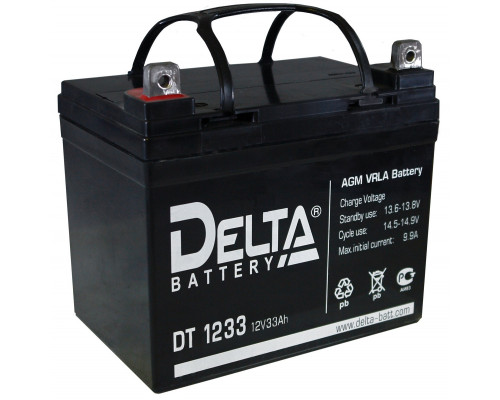 Аккумулятор для ИБП Delta Battery DT, 180х131х197 мм (ВхШхГ),  Необслуживаемый свинцово-кислотный,  12V/33 Ач, цвет: чёрный, (DT 1233)