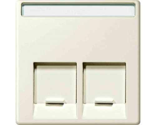 Лиц. панель розеточная Merten System M, 2х RJ45, плоская, внутренняя, цвет: бежевый, с полем для надписи (MTN469944)