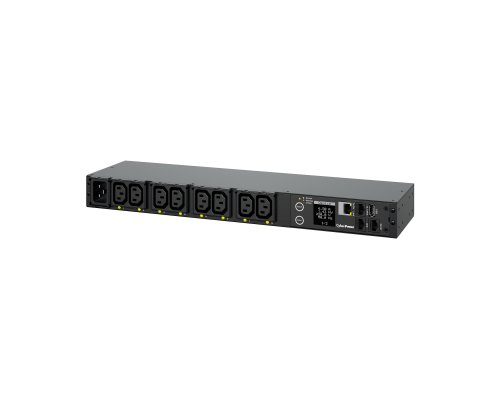 Блок силовых розеток CyberPower SW MBO, IEC 320 C13 х 8, вход IEC 320 C20, шнур 3 м, 44х433х112 мм (ВхШхГ), 16А, 19", RJ45, ЖК-дисплей, чёрный, счетчи