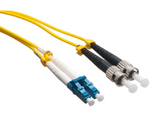 Комм. шнур оптический Hyperline, Duplex ST/LC (UPC), OS2 9/125, LSZH, 2м, Ø 2мм, синий хвостовик, цвет: жёлтый