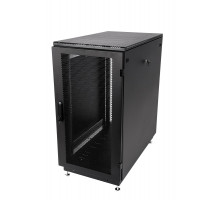 Шкаф телекоммуникационный напольный 27U (600 × 1000) дверь перфорированная 2 шт., цвет чёрный