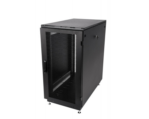 Шкаф телекоммуникационный напольный 27U (600 × 1000) дверь перфорированная 2 шт., цвет чёрный
