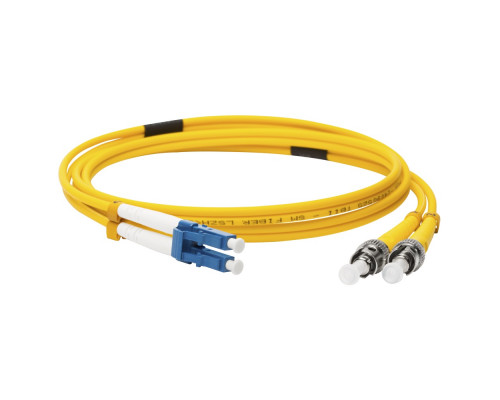 Комм. шнур оптический Lanmaster, Duplex ST/LC (UPC/UPC), OS2 9/125, LSZH, 1,5м, синий хвостовик, цвет: жёлтый
