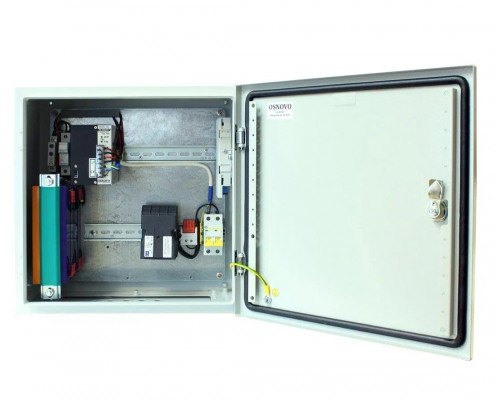 Шкаф уличный всепогодный укомплектованный настенный OSNOVO, IP66, корпус: сталь нержавеющая, 400х400х210 мм (ВхШхГ), цвет: серый