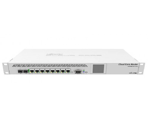 Маршрутизатор Mikrotik, CCR1009, портов: 9, 44х443х175 мм (ВхШхГ), цвет: серый, сенсорный ЖК-дисплей., CCR1009-7G-1C-1S+