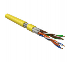 Кабель витая пара Hyperline UFTP4-C6-P26-IN-LSZH, LSZH (нг(A)-HF), U/FTP, кат. 6, проводник Ø 0,48мм, 100м, тип прокладки: внутри зданий, цвет: жёлтый