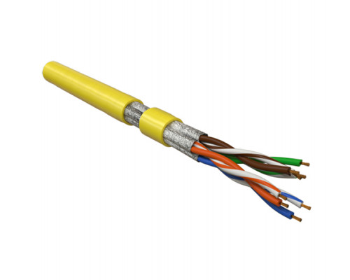 Кабель витая пара Hyperline UFTP4-C6-P26-IN-LSZH, LSZH (нг(A)-HF), U/FTP, кат. 6, проводник Ø 0,48мм, 100м, тип прокладки: внутри зданий, цвет: жёлтый