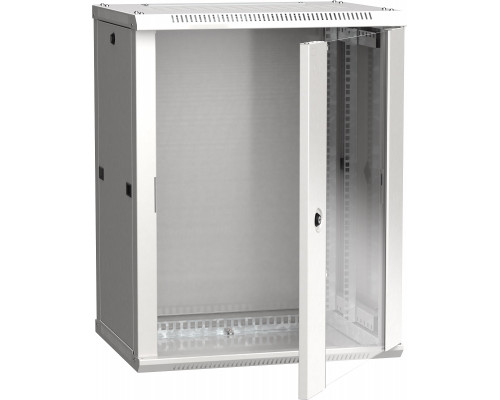 Шкаф навесной ITK LINEA W, 19&quot;, 18U, 900х600х600 мм (ВхШхГ), дверь: стекло, разборный, цвет: серый