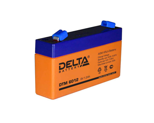 Аккумулятор для ИБП Delta Battery DTM, 58х24х97 мм (ВхШхГ),  Необслуживаемый свинцово-кислотный,  6V/1,2 Ач, цвет: оранжевый, (DTM 6012)