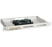 Кросс-панель ITK, 1HU, портов: 24 LC (Duplex) OM4, установлено адаптеров: 4невыдвижная, прямая, цвет: серый