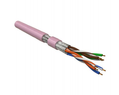 Кабель витая пара Hyperline UFTP4-C6-P26-IN-LSZH, LSZH (нг(A)-HF), U/FTP, кат. 6, проводник Ø 0,48мм, 500м, тип прокладки: внутри зданий, цвет: розовы
