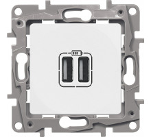 Розетка информационная Legrand Etika, 2x USB, цвет: белый, (LEG.672294)