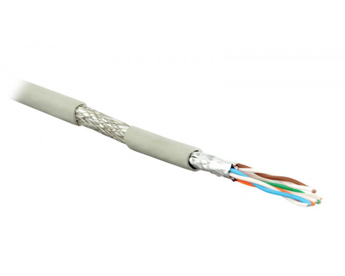 Кабель витая пара Hyperline SFTP4-C6A-S23-IN-LSZH, LSZH (нг(A)-HF), S/FTP, кат. 6a, проводник Ø 0,57мм, 500м, тип прокладки: внутри зданий, цвет: серы