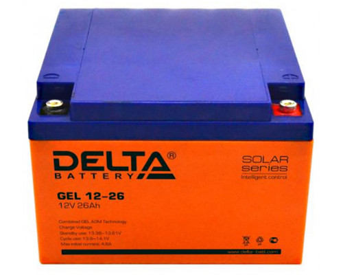 Аккумулятор для ИБП Delta Battery GEL, 125х166х174 мм (ВхШхГ),  необслуживаемый электролитный,  12V/26 Ач, цвет: жёлтый, (GEL 12-26)