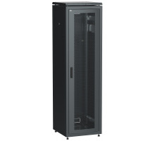 Шкаф серверный напольный ITK LINEA N, IP20, 42U, 2055х600х800 мм (ВхШхГ), дверь: перфорация, боковая панель: сплошная съемная, разборный, цвет: чёрный