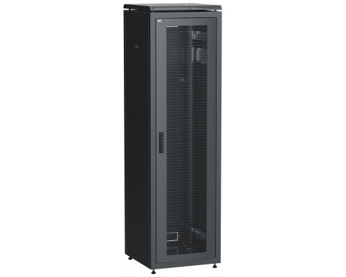 Шкаф серверный напольный ITK LINEA N, IP20, 42U, 2055х600х800 мм (ВхШхГ), дверь: перфорация, боковая панель: сплошная съемная, разборный, цвет: чёрный