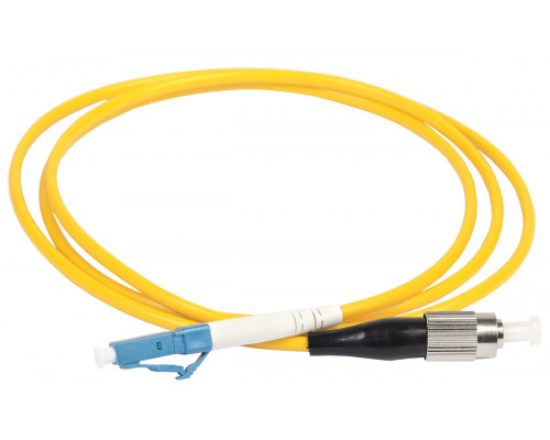 Комм. шнур оптический ITK, Simplex FC/LC (UPC/UPC), OS2 9/125, LSZH, 1м, чёрный/белый хвостовик, цвет: жёлтый