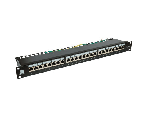 Комм. патч-панель Lanmaster, 19", 1HU, портов: 24, кат. 6, неэкр., цвет: чёрный, с индикацией, (LAN-PPi24S6)