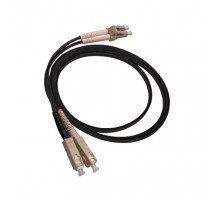 Комм. шнур оптический Hyperline, Duplex LC/SC, OM2 50/125, LSZH, 10м, Ø 2мм, серый хвостовик, цвет: чёрный