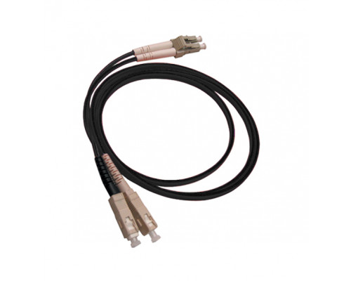 Комм. шнур оптический Hyperline, Duplex LC/SC, OM2 50/125, LSZH, 10м, Ø 2мм, серый хвостовик, цвет: чёрный