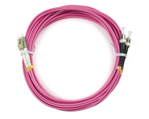 Комм. шнур оптический BNH Tight Buffer, Duplex SC/ST (UPC/UPC), OM4 50/125, LSNH, 25м, Ø 3мм, цвет: маджента