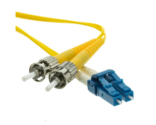 Комм. шнур оптический Hyperline, Duplex ST/LC (UPC), OS2 9/125, LSZH, 30м, Ø 2мм, синий хвостовик, цвет: жёлтый