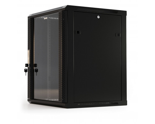 Шкаф телекоммуникационный настенный Hyperline TWB-FC, 19", 22U, 1086х600х450 мм (ВхШхГ), дверь: стекло, разборный, цвет: чёрный