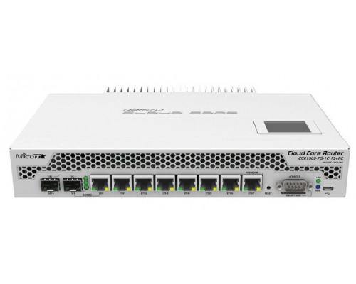 Маршрутизатор Mikrotik, CCR1009, портов: 9, USB: Да, 44х272х190 мм (ВхШхГ), цвет: серый, сенсорный ЖК-дисплей., CCR1009-7G-1C-1S+PC