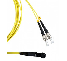 Комм. шнур оптический Hyperline, Duplex ST/MTRJM (UPC), OS2 9/125, LSZH, 3м, Ø 2мм, синий хвостовик, цвет: жёлтый