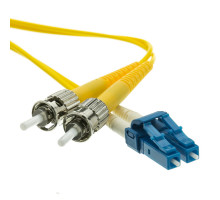 Комм. шнур оптический Hyperline, Duplex ST/LC (UPC), OS2 9/125, LSZH, 20м, Ø 2мм, синий хвостовик, цвет: жёлтый