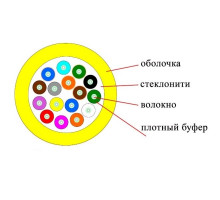 Кабель ВО Datarex Tight Buffer,  16хОВ, OS2 9/125, LSZH (нг(A)-HFLTx), Ø 8мм, барабан, универсальный, небронированный, цвет: жёлтый