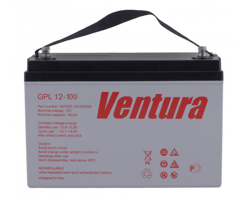 Аккумулятор для ИБП Ventura GPL, 215х329х174 мм (ВхШхГ),  Необслуживаемый свинцово-кислотный,  12V/100 Ач, цвет: серый, (GPL 12-100)