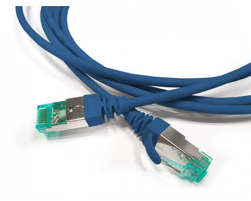 Шнур комм. Hyperline, кат. 6A, экр., S/FTP, RJ45/RJ45, LSZH, AWG30 1м, синий