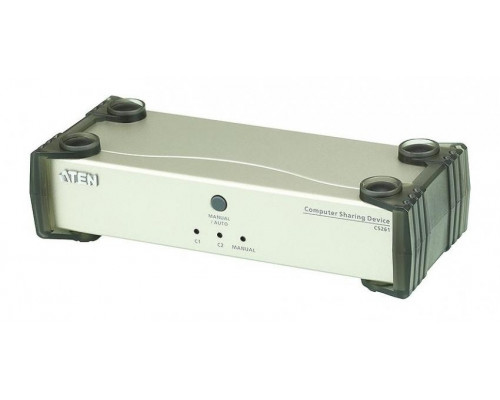 Переключатель KVM Aten, портов: 3 х DVI-D, 55,5х88х210 мм (ВхШхГ), USB, цвет: металл