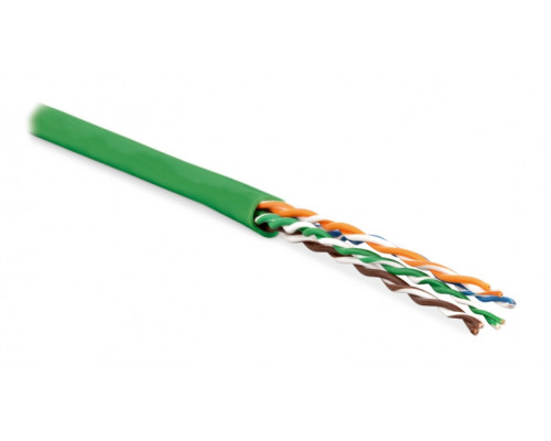 Кабель витая пара Hyperline, LSZH (нг(A)-HF), U/UTP, кат. 6, проводник Ø 0,61мм, 100м, бухта, тип прокладки: внутри зданий, цвет: зелёный