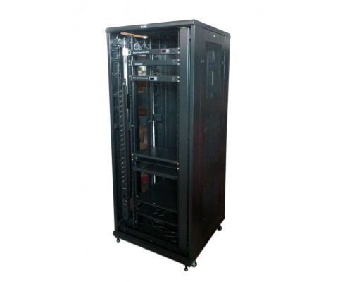 Шкаф телекоммуникационный напольный TWT Business, IP20, 32U, 1610х600х600 мм (ВхШхГ), дверь: без двери, боковая панель: сплошная, разборный, цвет: чёр