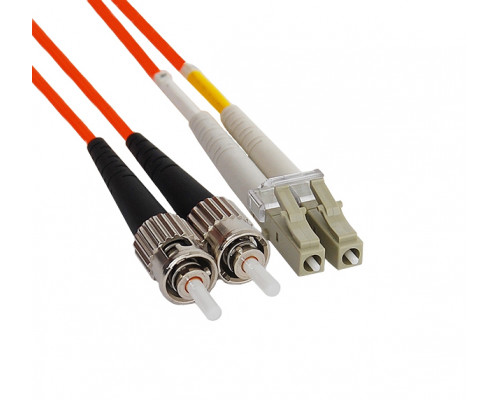 Комм. шнур оптический Hyperline, Duplex LC/ST, OM1 62,5/125, LSZH, 5м, Ø 2мм, серый хвостовик, цвет: оранжевый