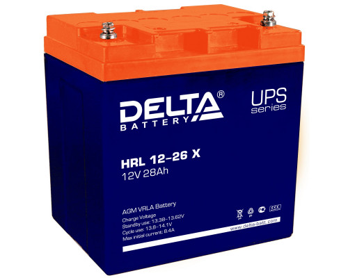 Аккумулятор для ИБП Delta Battery HRL-X, 175х125х165 мм (ВхШхГ),  необслуживаемый свинцово-кислотный,  12V/28 Ач, цвет: синий, (HRL 12-26 X)